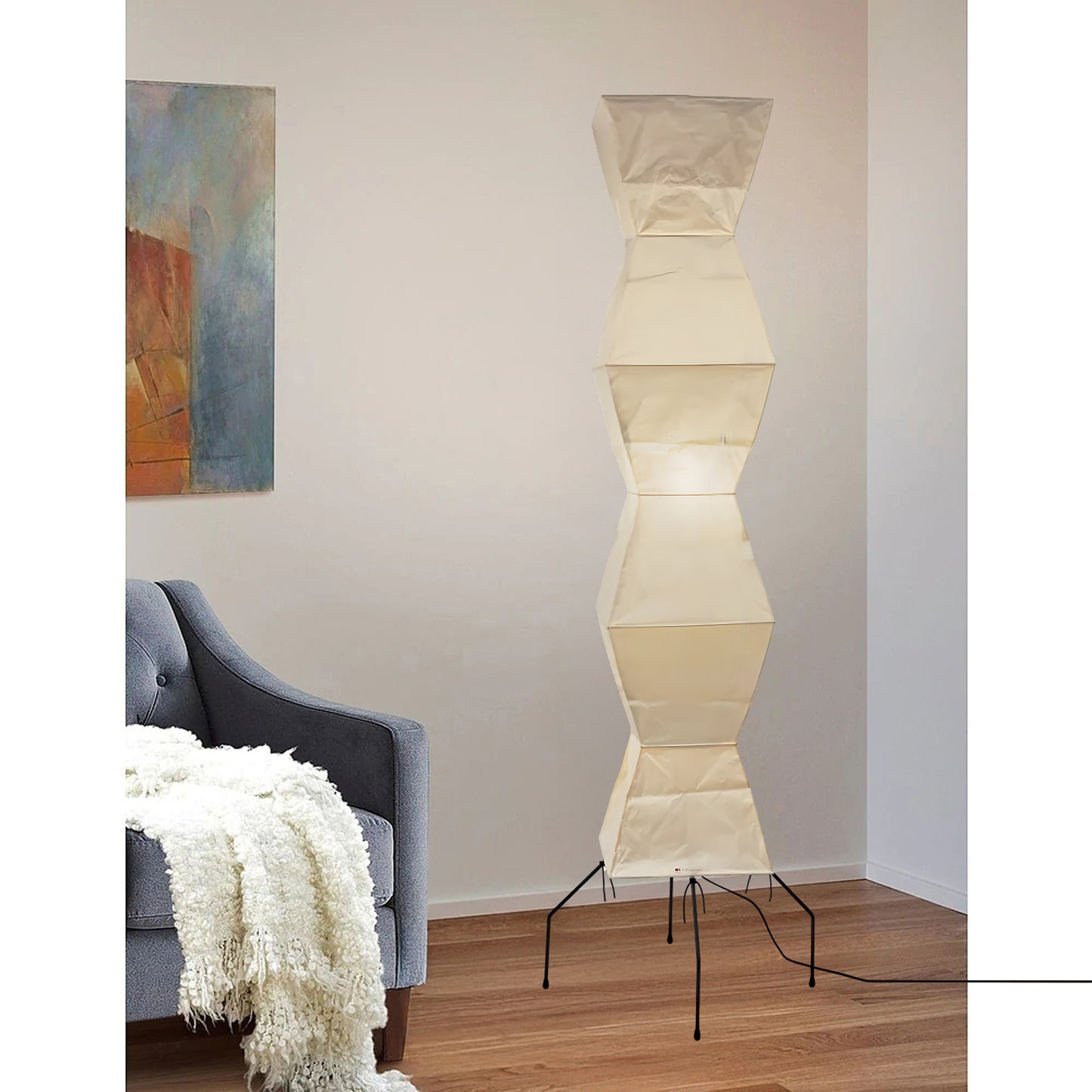 Rice Paper Traditional Metal Floor Lamp