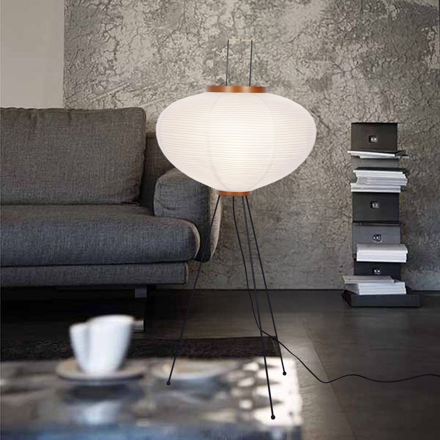 Rice Paper Traditional Metal Floor Lamp