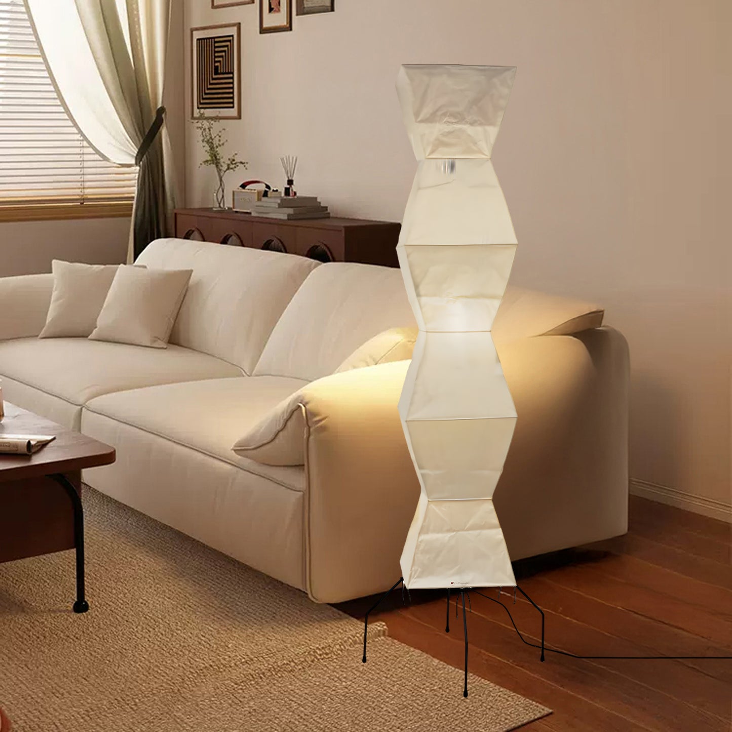 Rice Paper Traditional Metal Floor Lamp