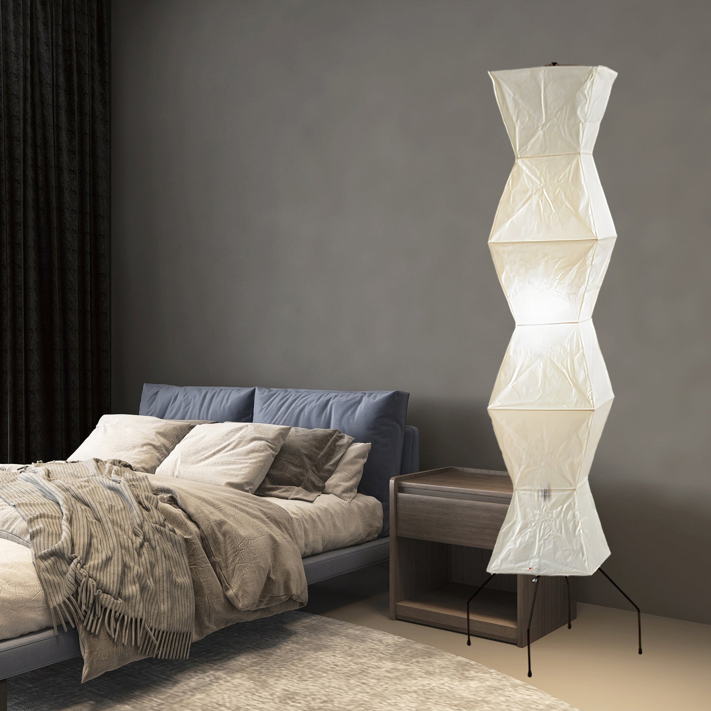 Rice Paper Traditional Metal Floor Lamp