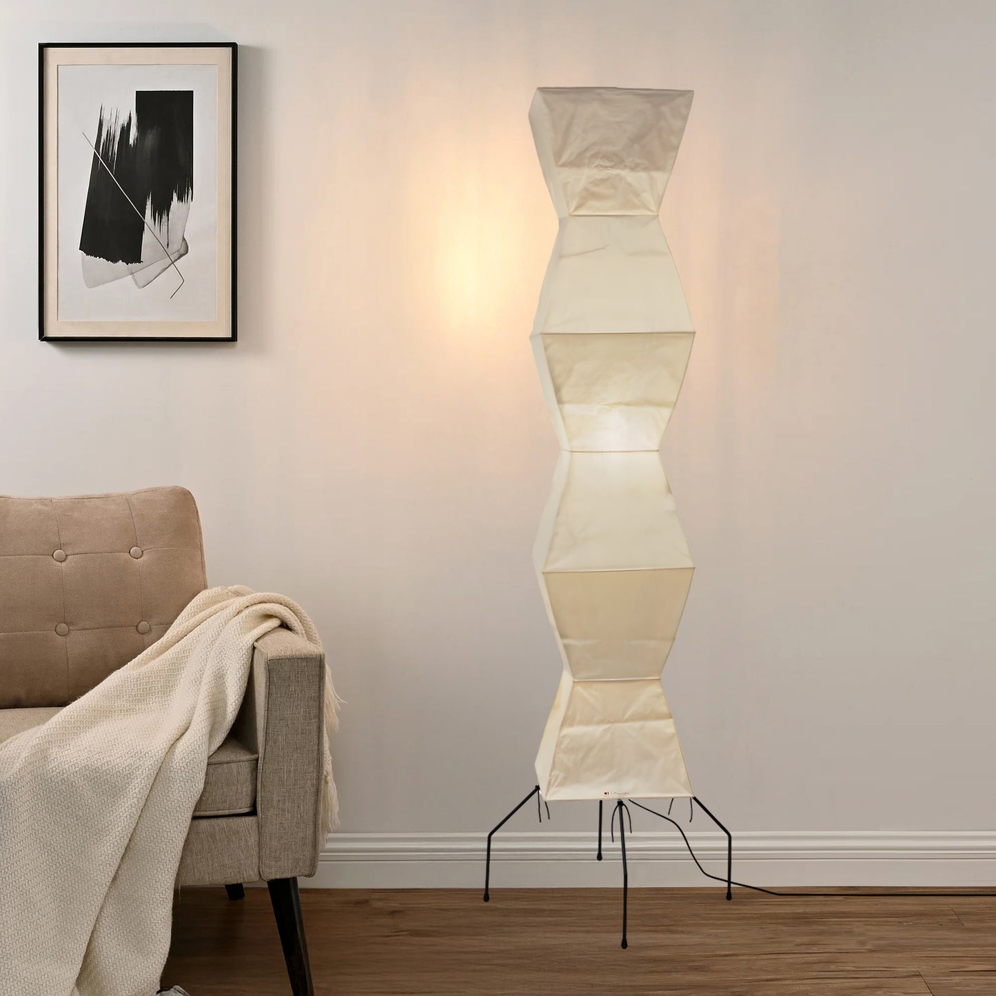 Rice Paper Traditional Metal Floor Lamp