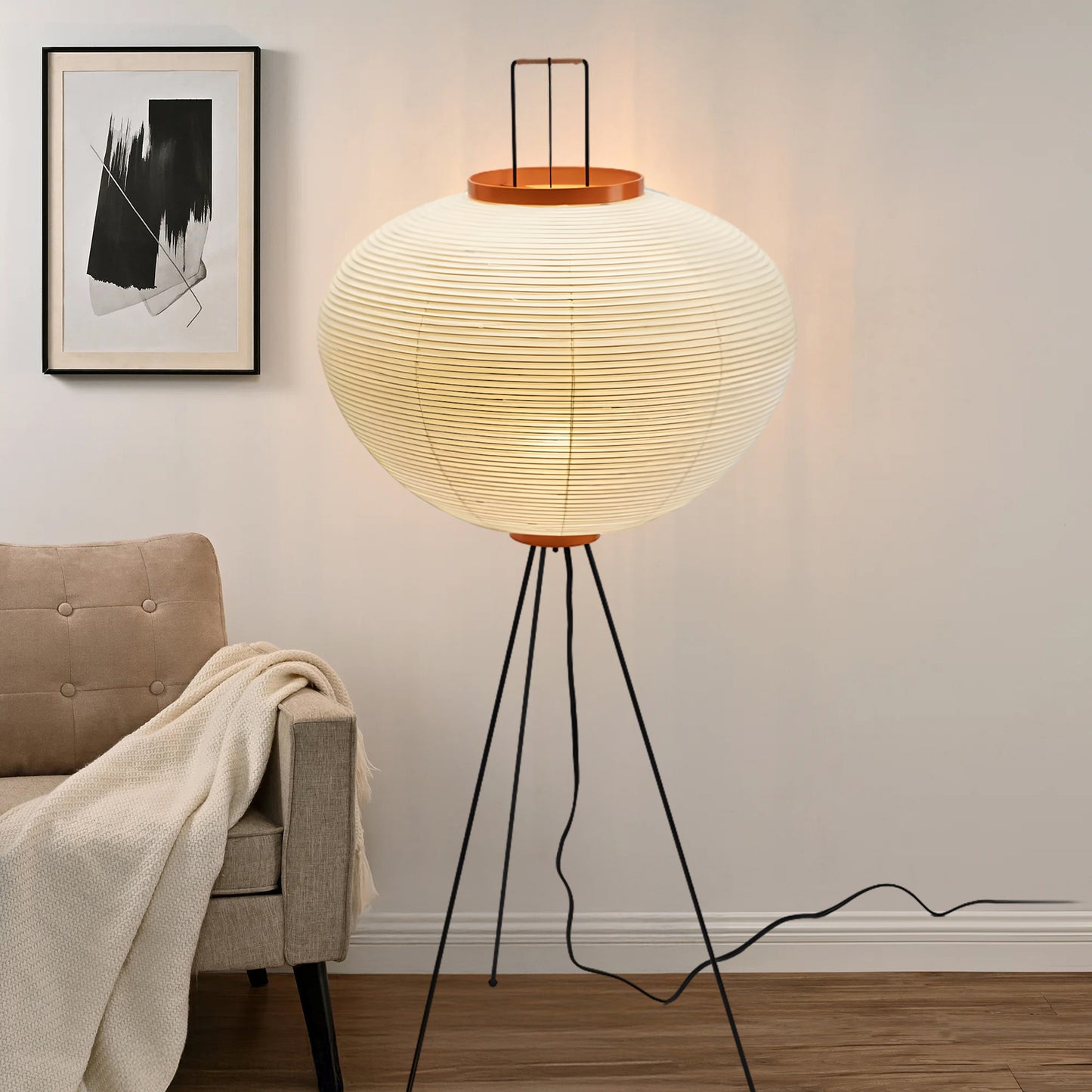 Rice Paper Traditional Metal Floor Lamp