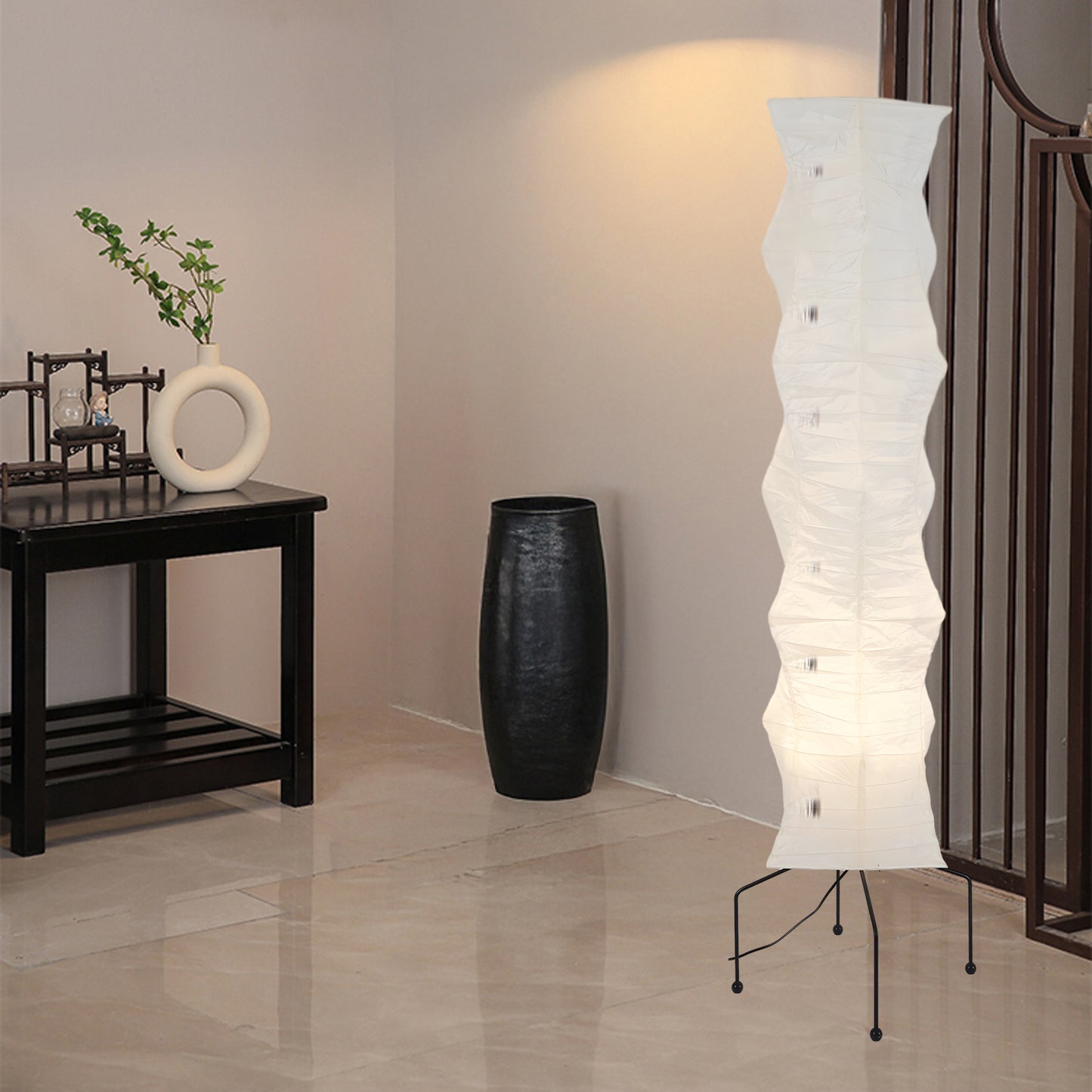 Rice Paper Traditional Metal Floor Lamp