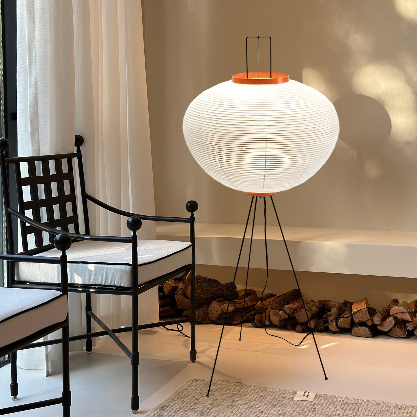 Rice Paper Traditional Metal Floor Lamp