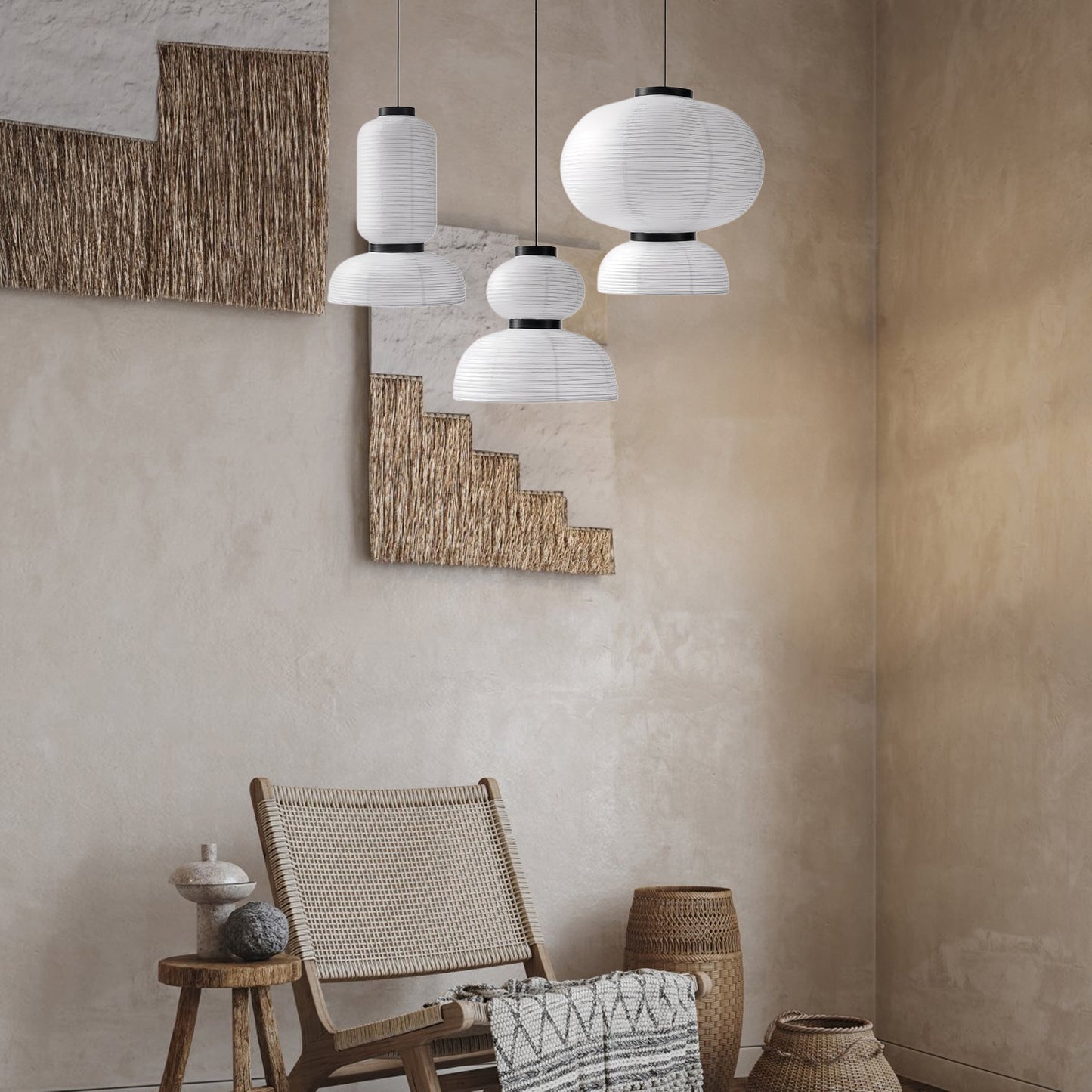 Rice Paper Lantern Modern Metal Pendant lamp