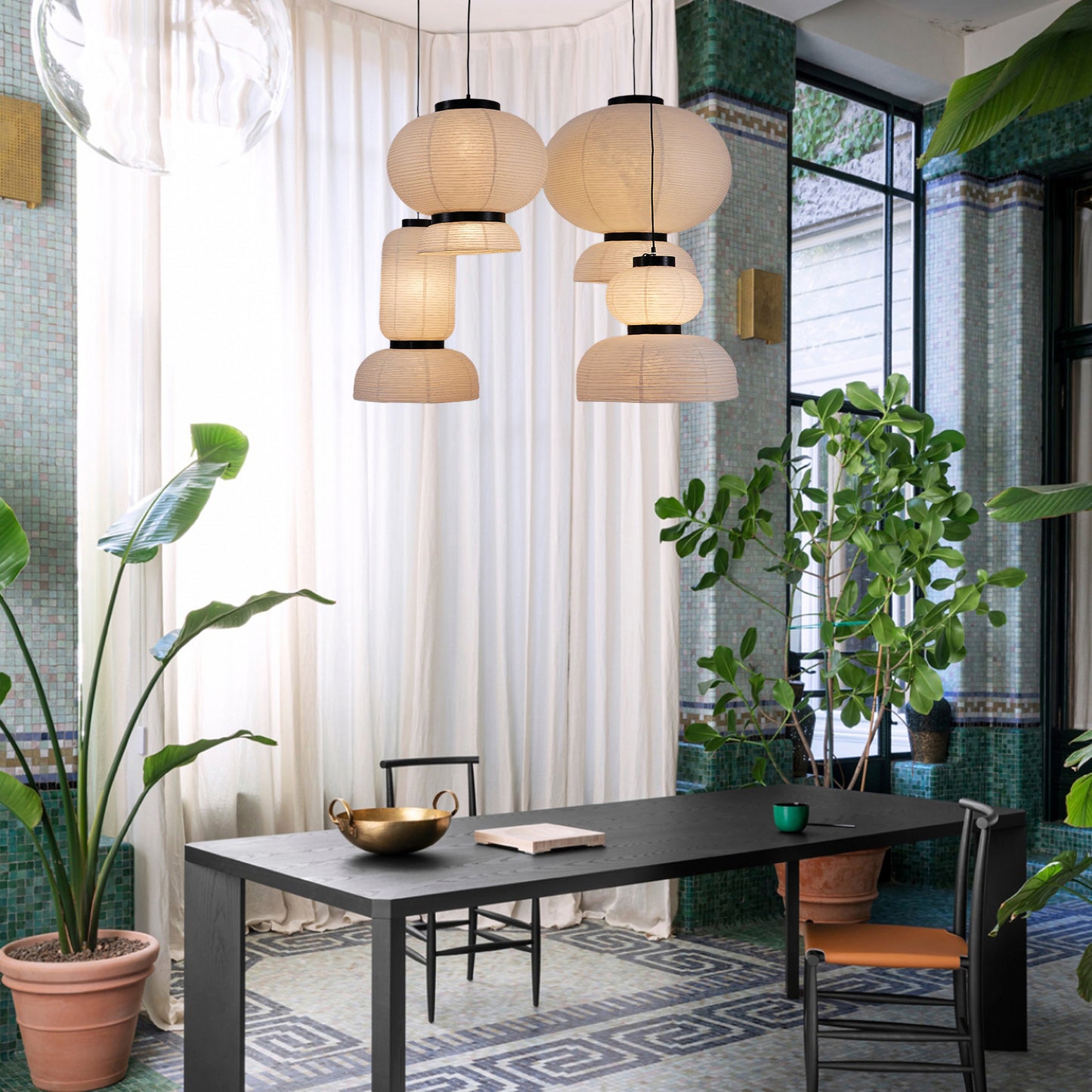 Rice Paper Lantern Modern Metal Pendant lamp