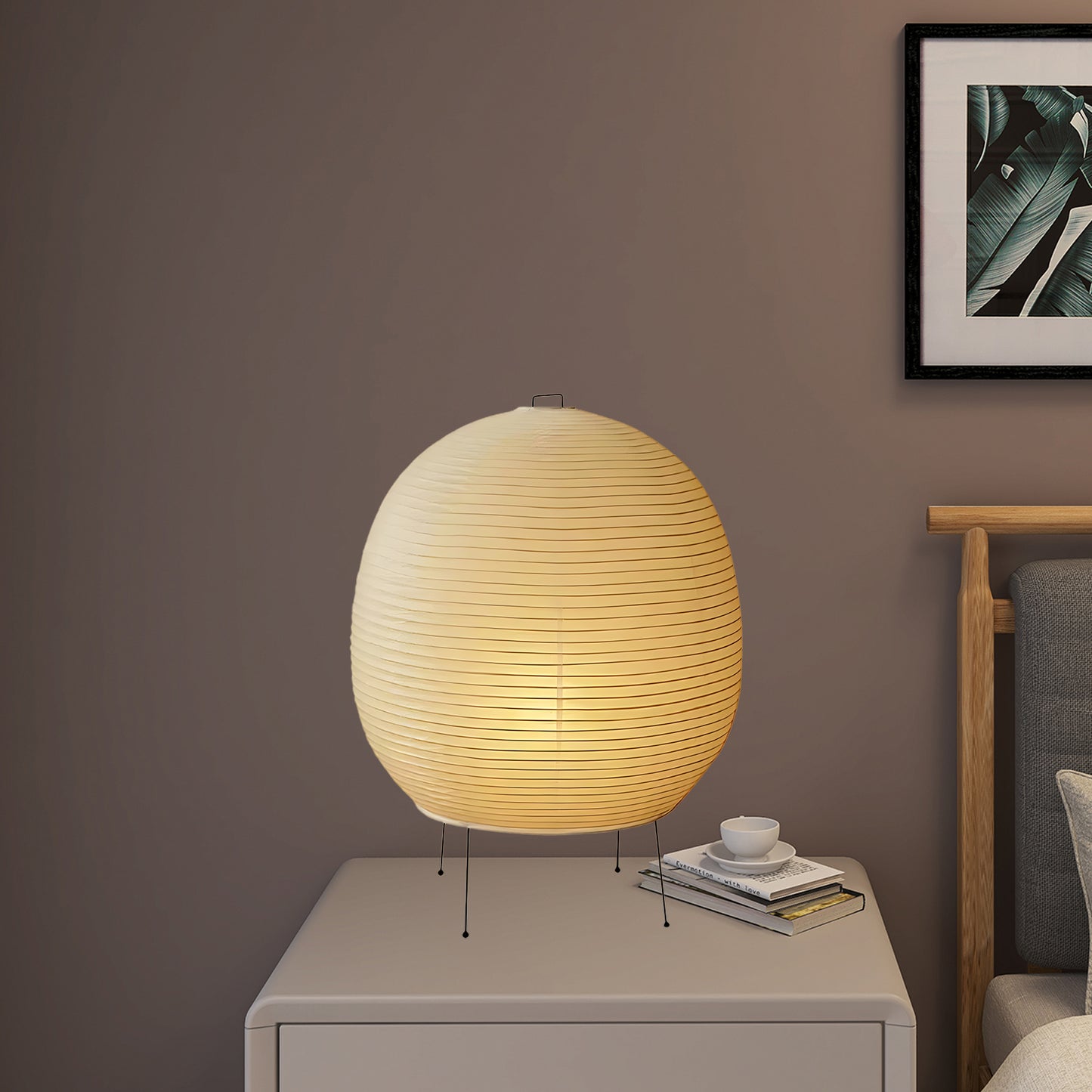 Rice Paper Lantern Minimalist Metal Table Lamp