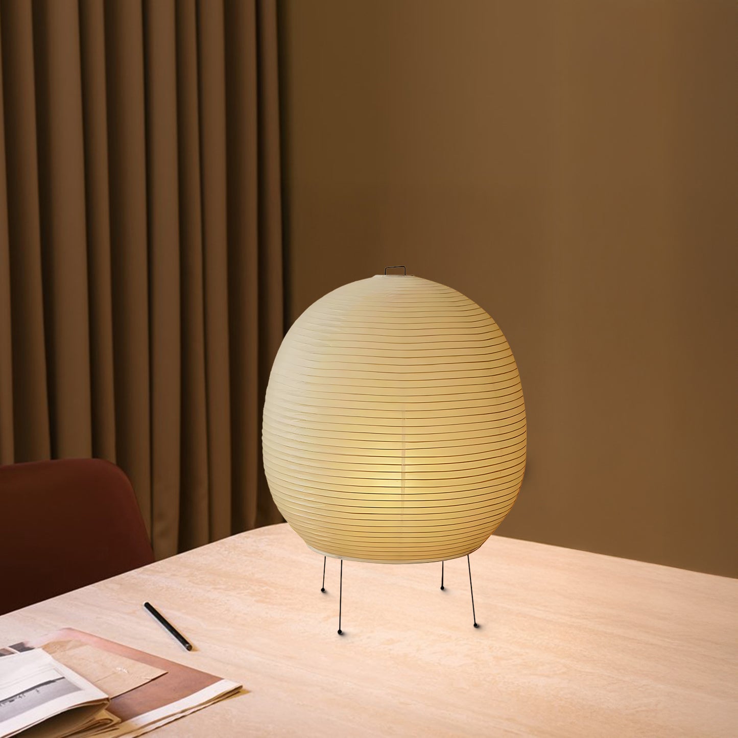 Rice Paper Lantern Minimalist Metal Table Lamp