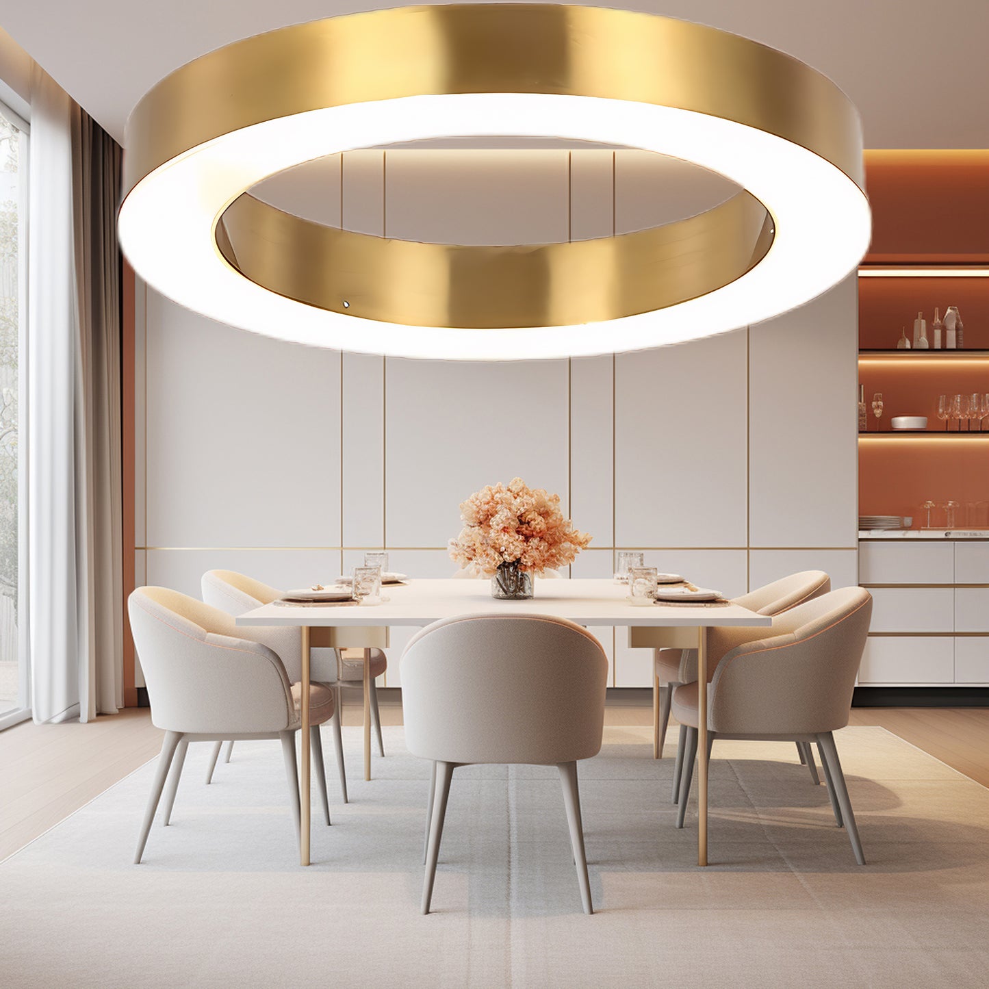 Ring LED Eclectic Metal Pendant Light