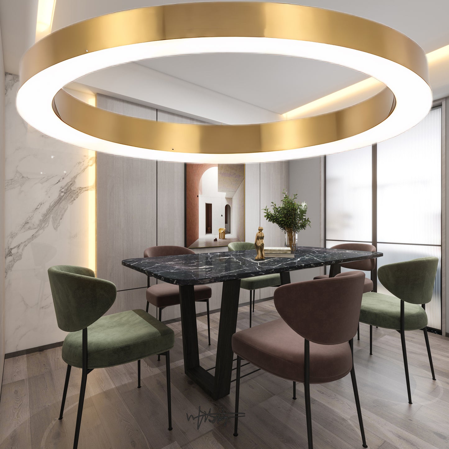 Ring LED Eclectic Metal Pendant Light