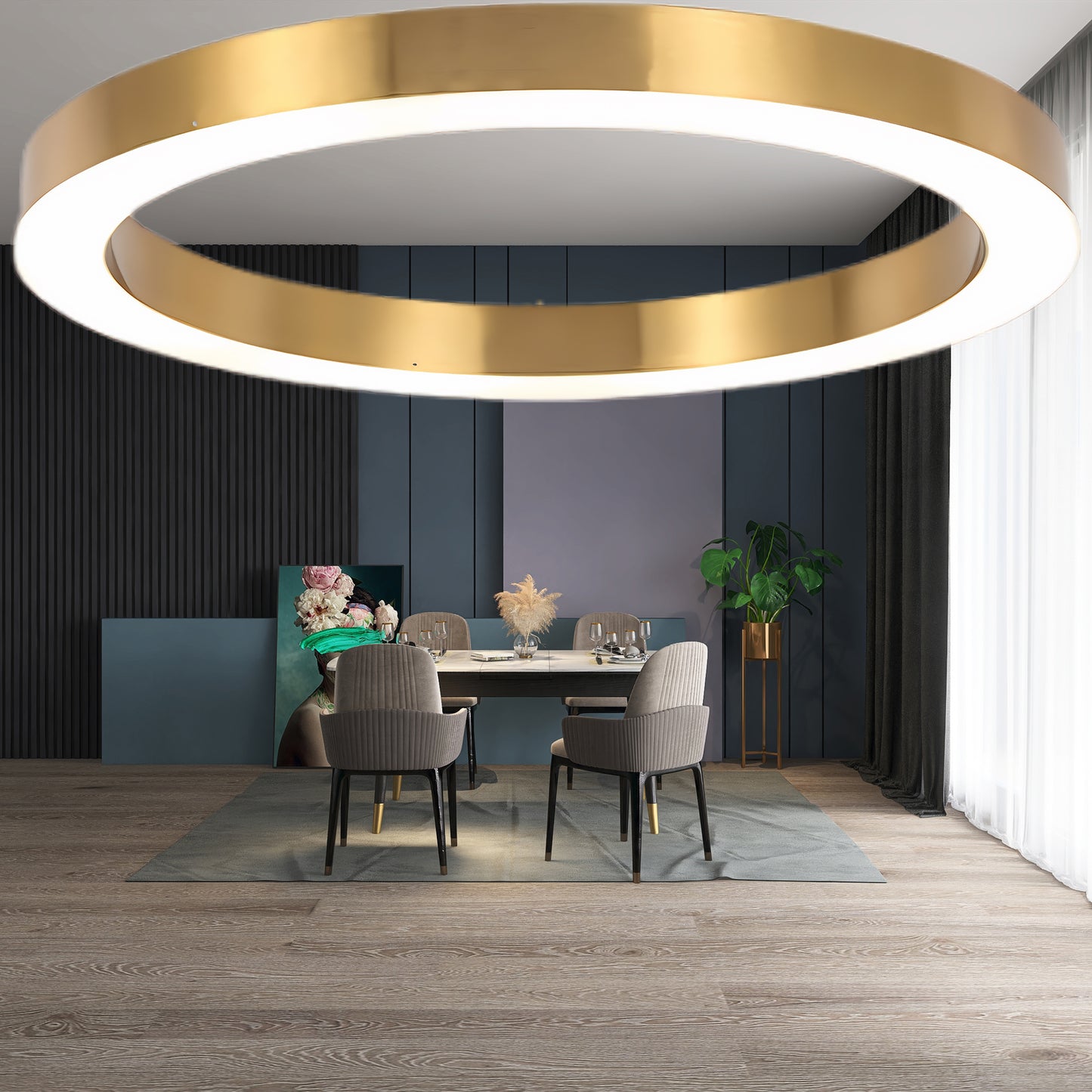 Ring LED Eclectic Metal Pendant Light