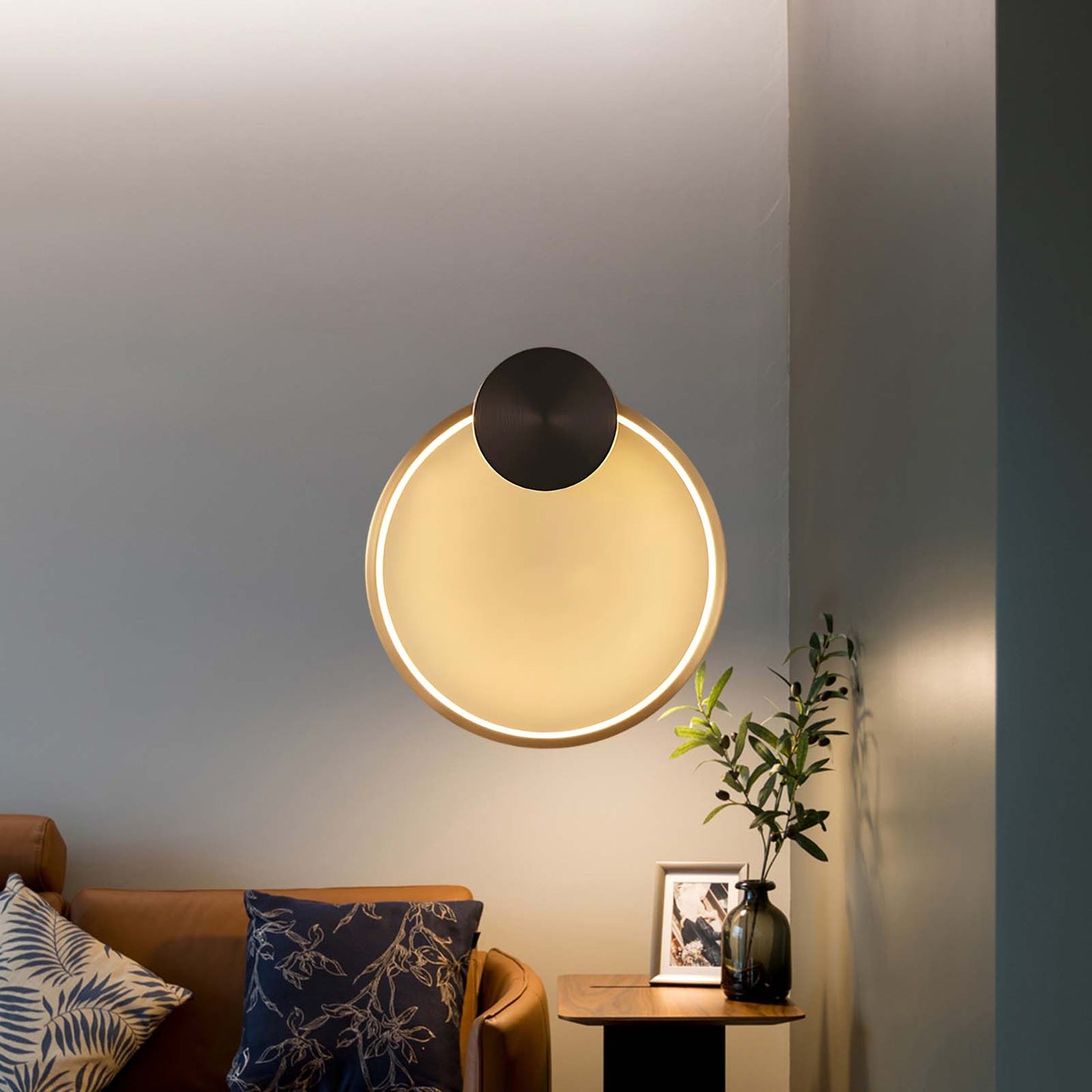 Ring Shaped LED Classic Brass Wall Light