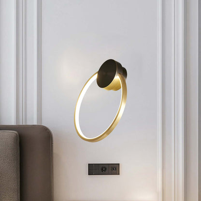 Ring Shaped LED Classic Brass Wall Light