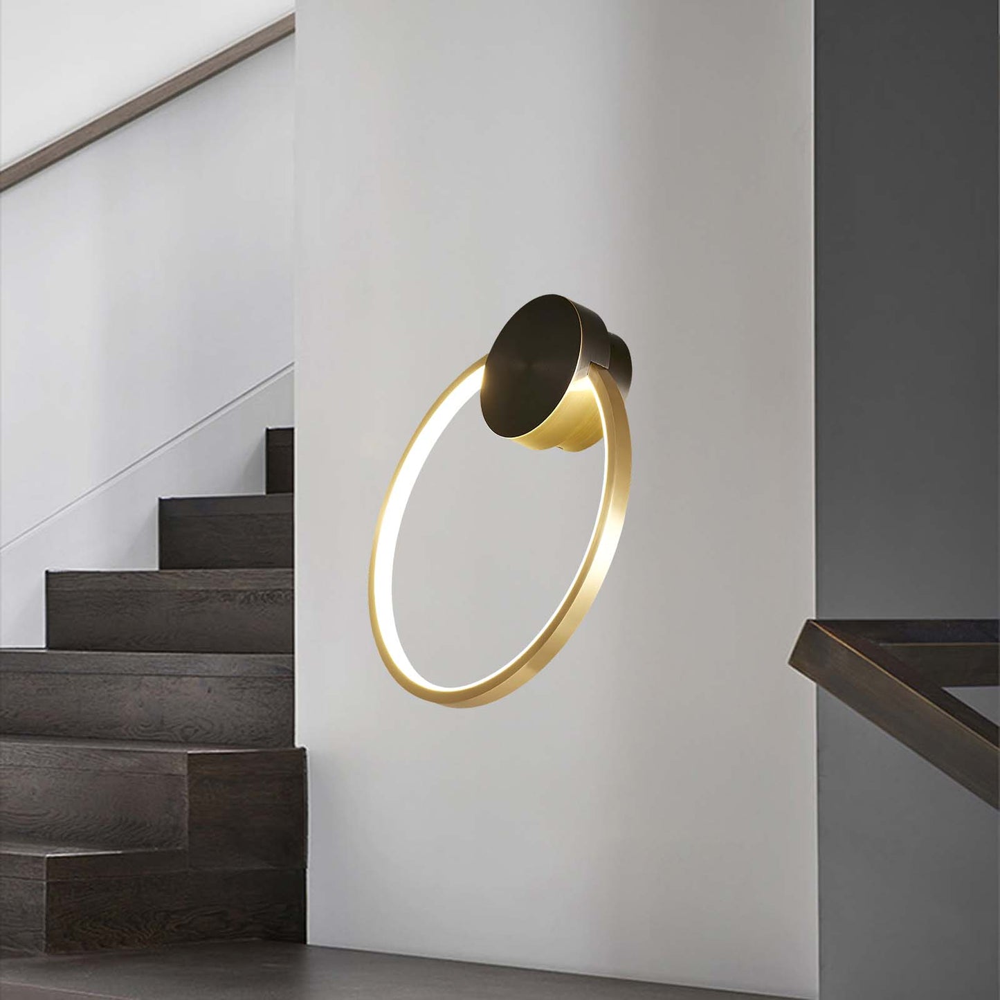 Ring Shaped LED Classic Brass Wall Light