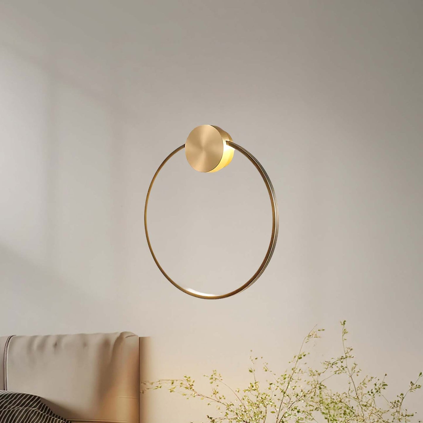 Ring Shaped LED Classic Brass Wall Light