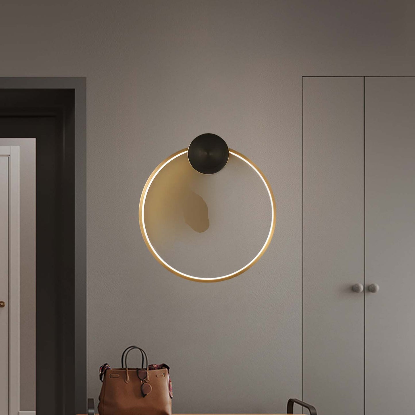 Ring Shaped LED Classic Brass Wall Light