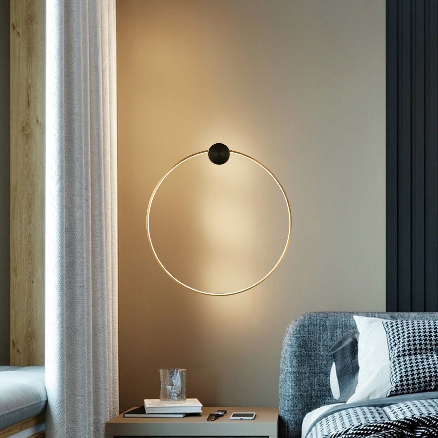 Ring Shaped LED Classic Brass Wall Light