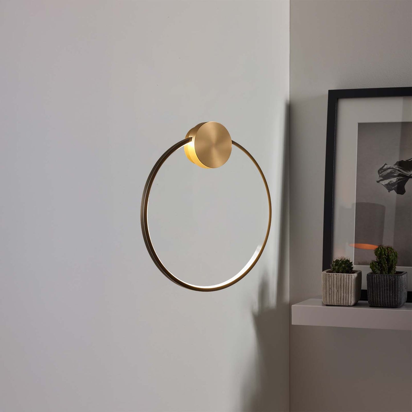 Ring Shaped LED Classic Brass Wall Light