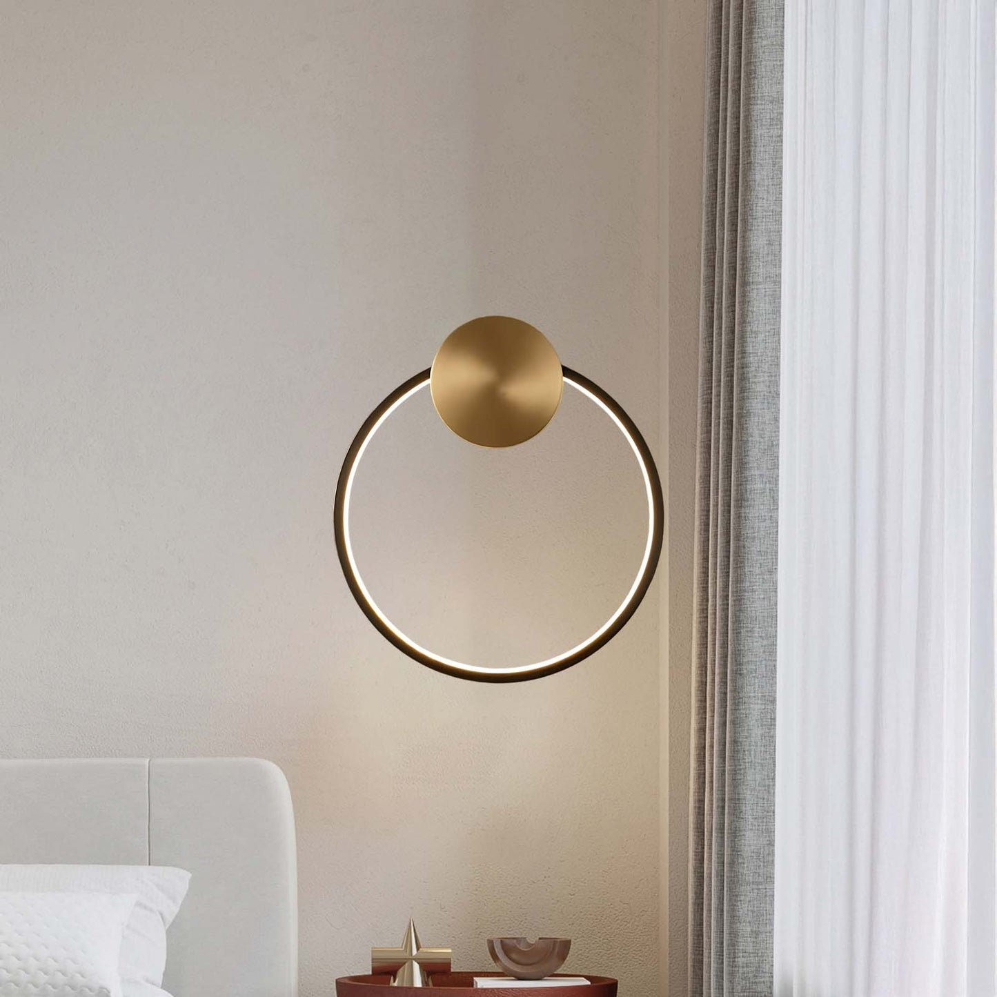 Ring Shaped LED Classic Brass Wall Light