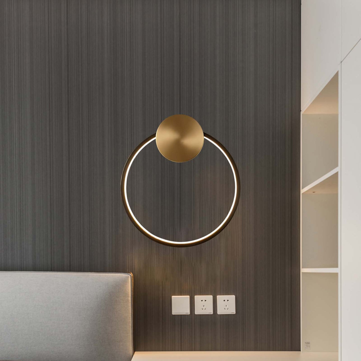 Ring Shaped LED Classic Brass Wall Light