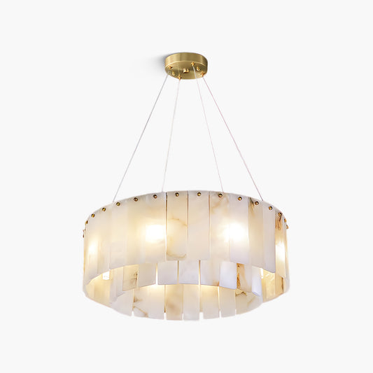 Rock Alabaster Eclectic Metal Chandelier