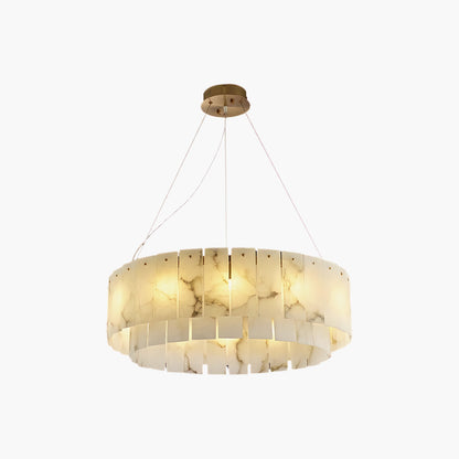 Rock Alabaster Eclectic Metal Chandelier