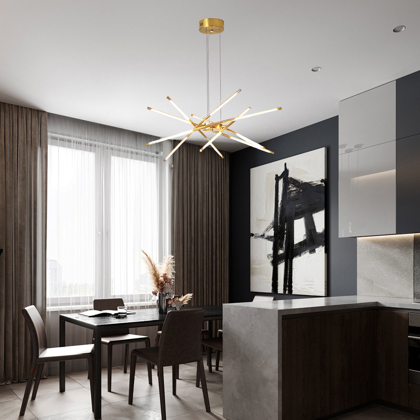 Rotatable LED Modern Metal Chandelier