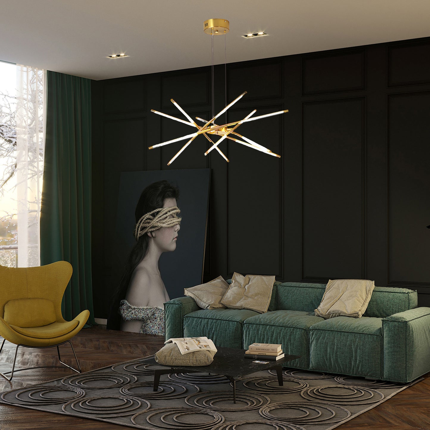 Rotatable LED Modern Metal Chandelier