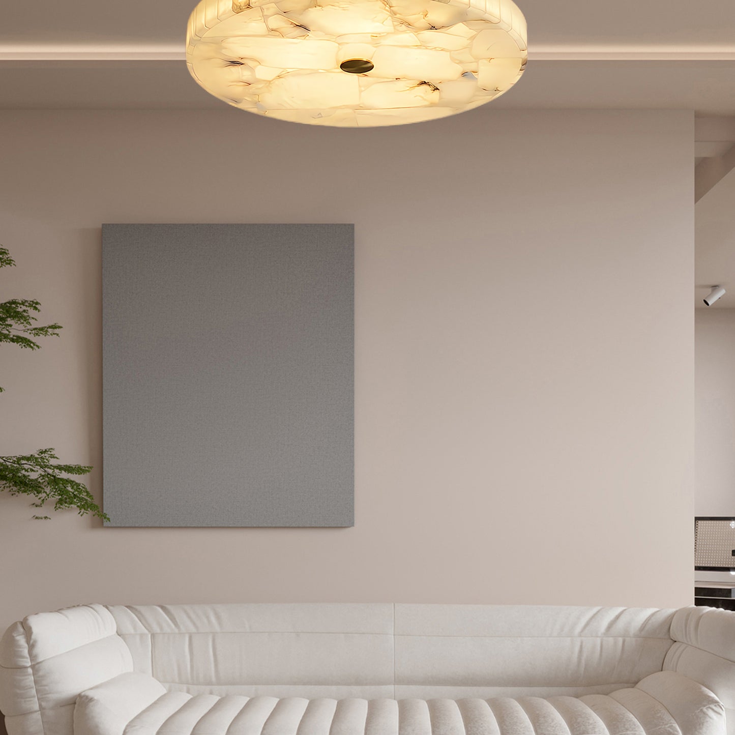 Round Alabaster Modern Metal Ceiling Lamp