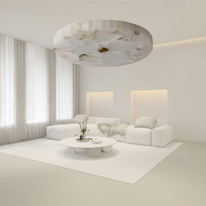 Round Alabaster Modern Metal Ceiling Lamp