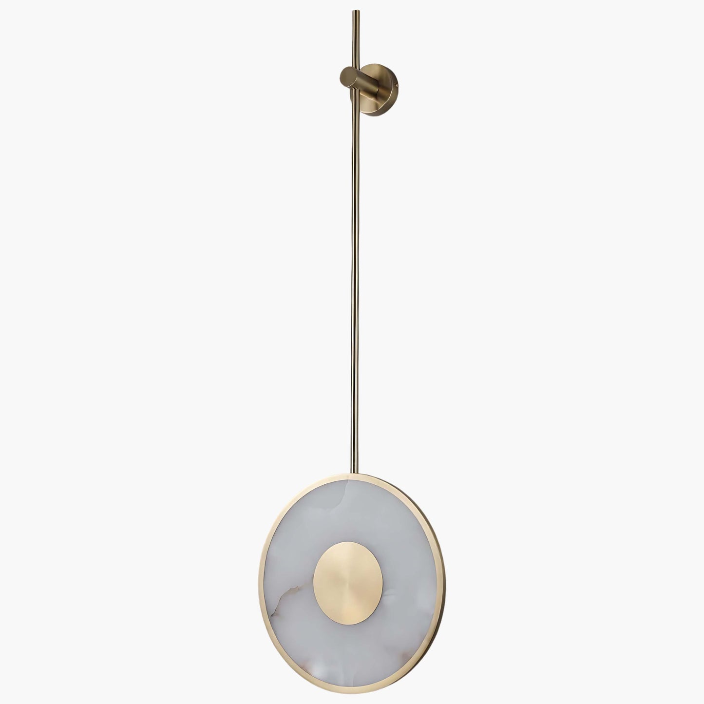 Round Alabaster Eclectic Metal Wall Lamp