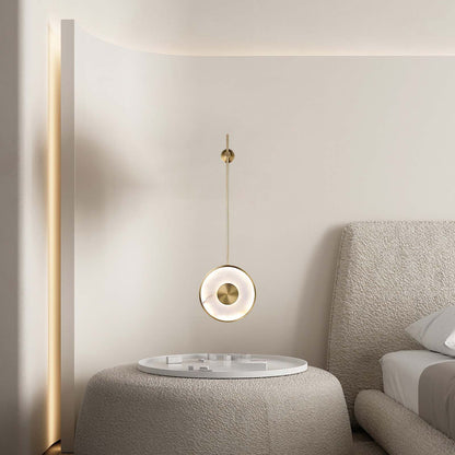 Round Alabaster Eclectic Metal Wall Lamp