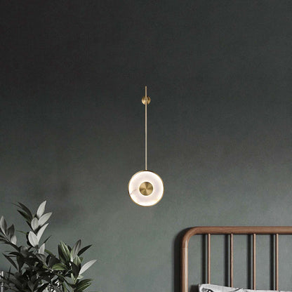 Round Alabaster Eclectic Metal Wall Lamp