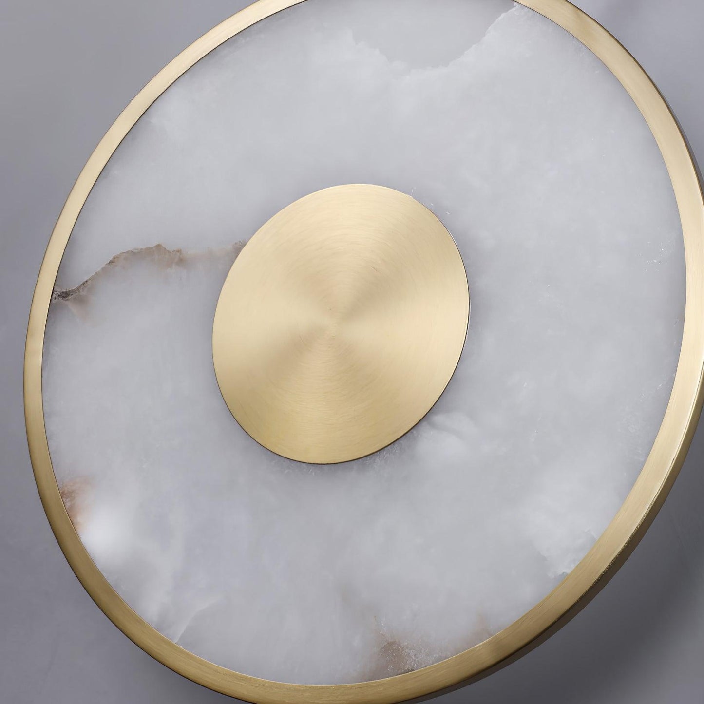 Round Alabaster Eclectic Metal Wall Lamp