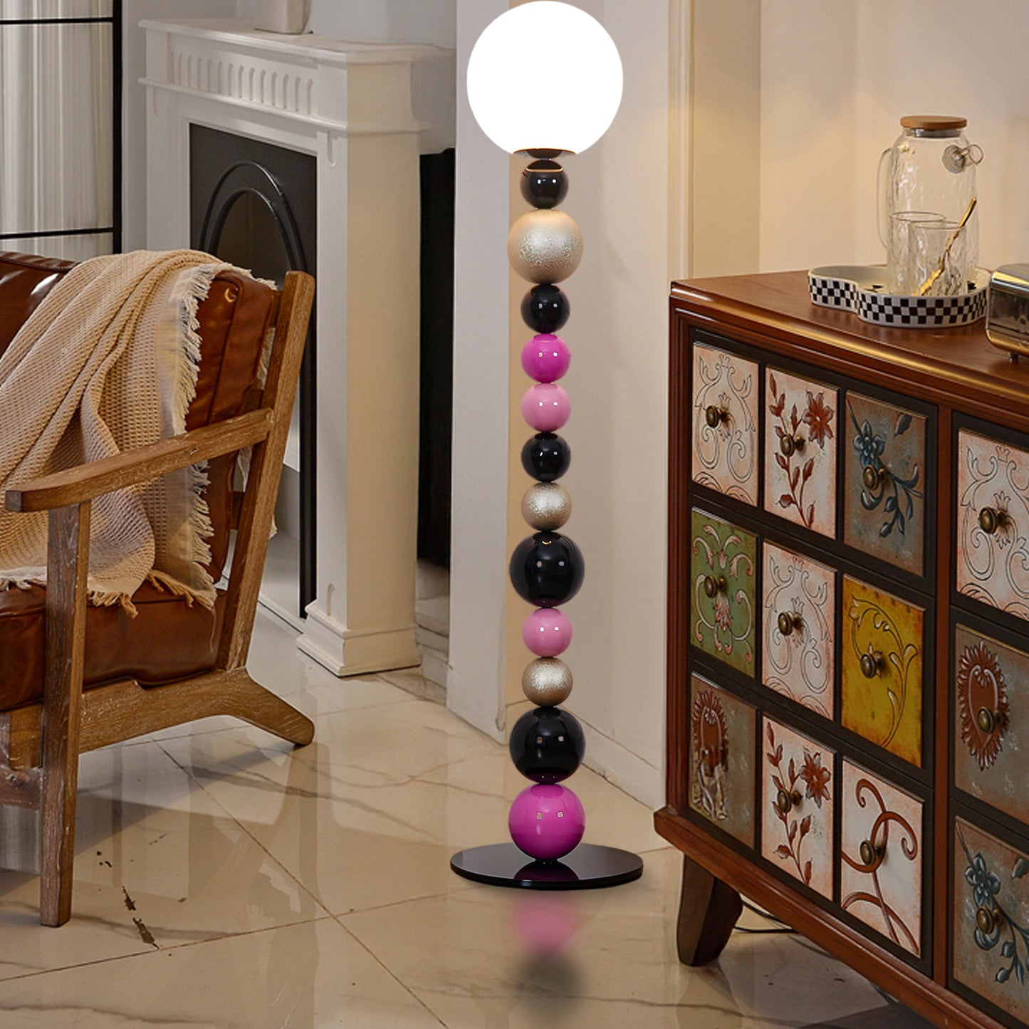 Round Balls Stacking Modern Crystal Floor Lamp