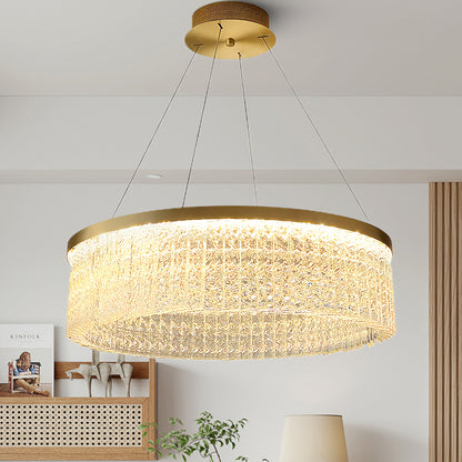 Round Halo Crystal Modern Metal Chandelier