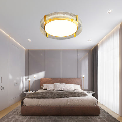 Round Low Profile Modern Crystal Ceiling Light