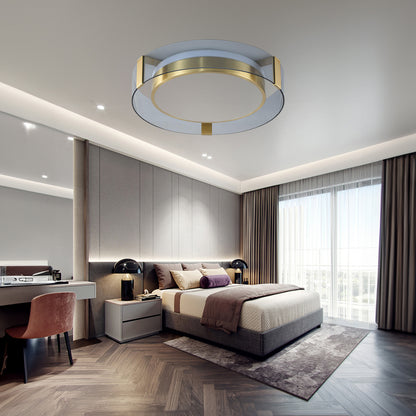 Round Low Profile Modern Crystal Ceiling Light