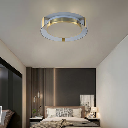 Round Low Profile Modern Crystal Ceiling Light