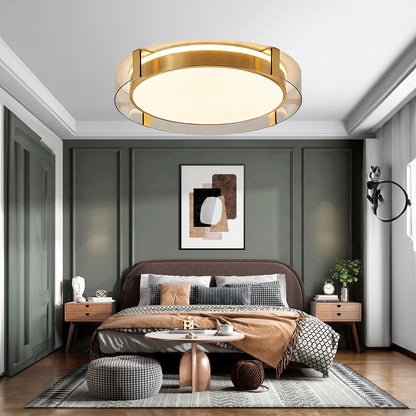 Round Low Profile Modern Crystal Ceiling Light