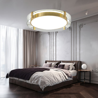 Round Low Profile Modern Crystal Ceiling Light