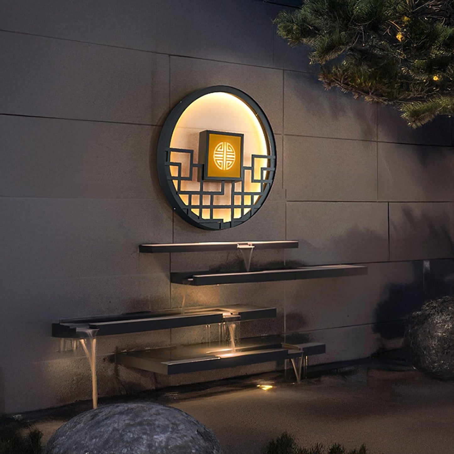 Round Outdoor Retro Steel Wall Light