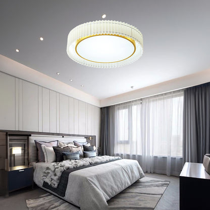 Round Pleated Eclectic Metal Ceiling Lamp