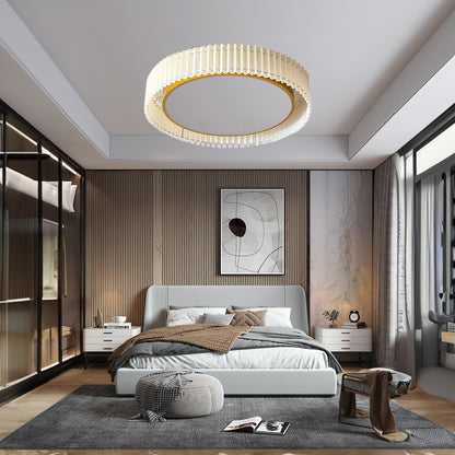 Round Pleated Eclectic Metal Ceiling Lamp