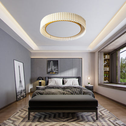 Round Pleated Eclectic Metal Ceiling Lamp