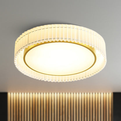 Round Pleated Eclectic Metal Ceiling Lamp