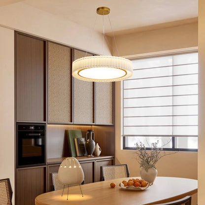 Round Pleated Eclectic Metal Pendant Lamp