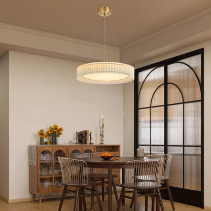 Round Pleated Eclectic Metal Pendant Lamp