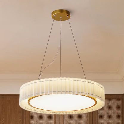 Round Pleated Eclectic Metal Pendant Lamp