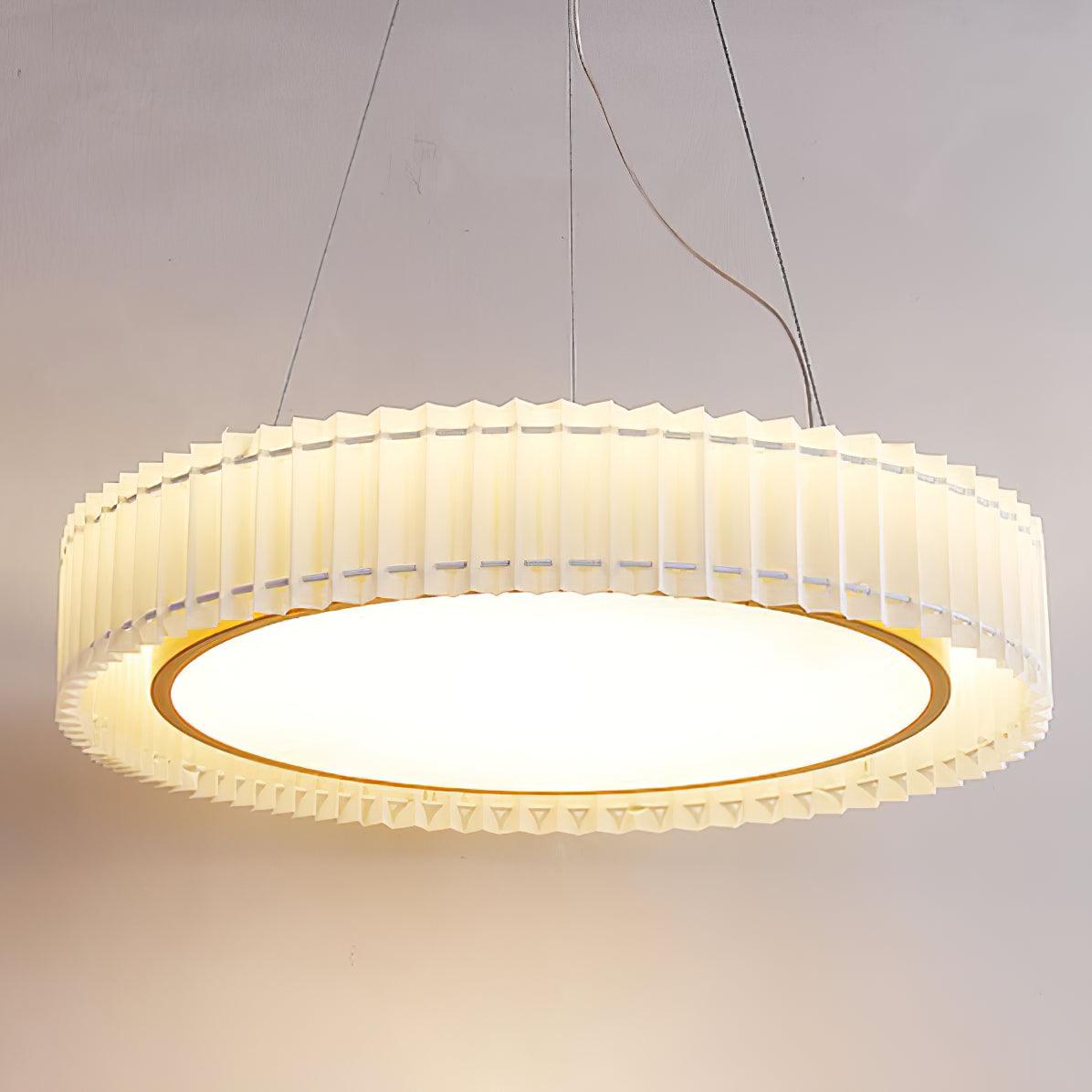 Round Pleated Eclectic Metal Pendant Lamp